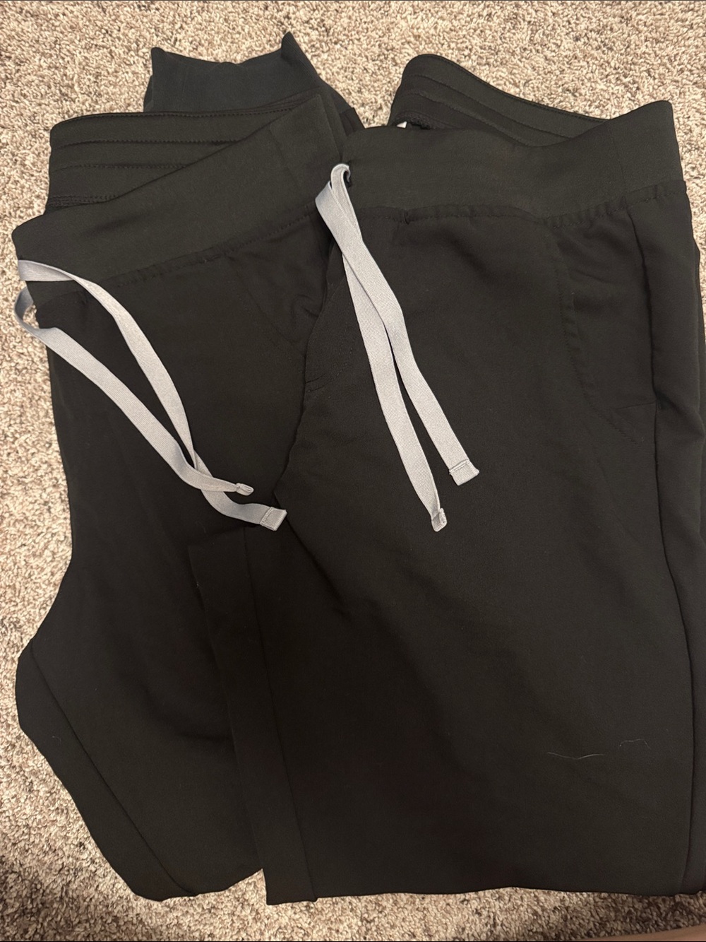 2 piece Figs Zamora Black Jogger Scrub Pants with Light Gray Ties